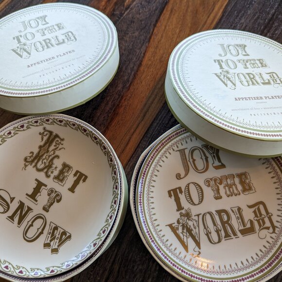 Pottery Barn Joy to the World Appetizer Plates - 2 sets - Picture 3 of 9